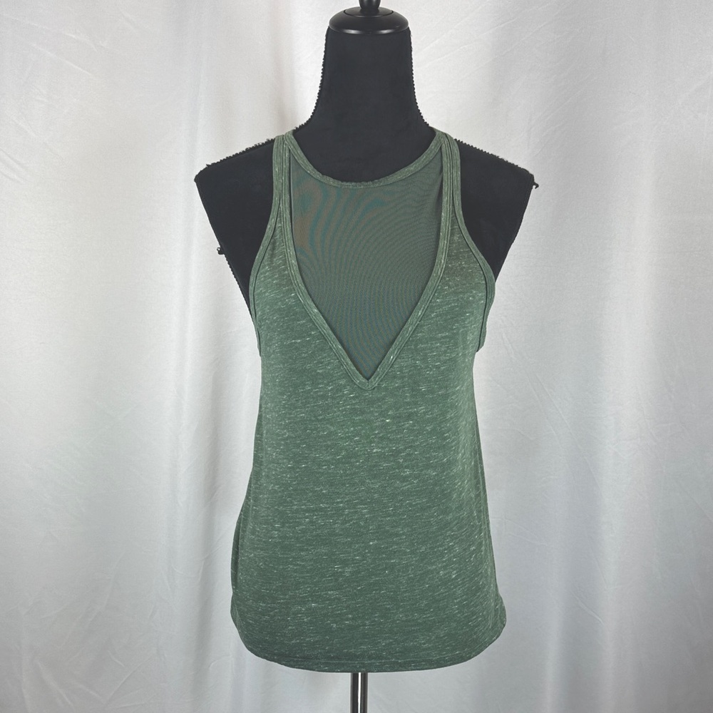 Victoria Sport Green Athletic Top with Mesh Panel